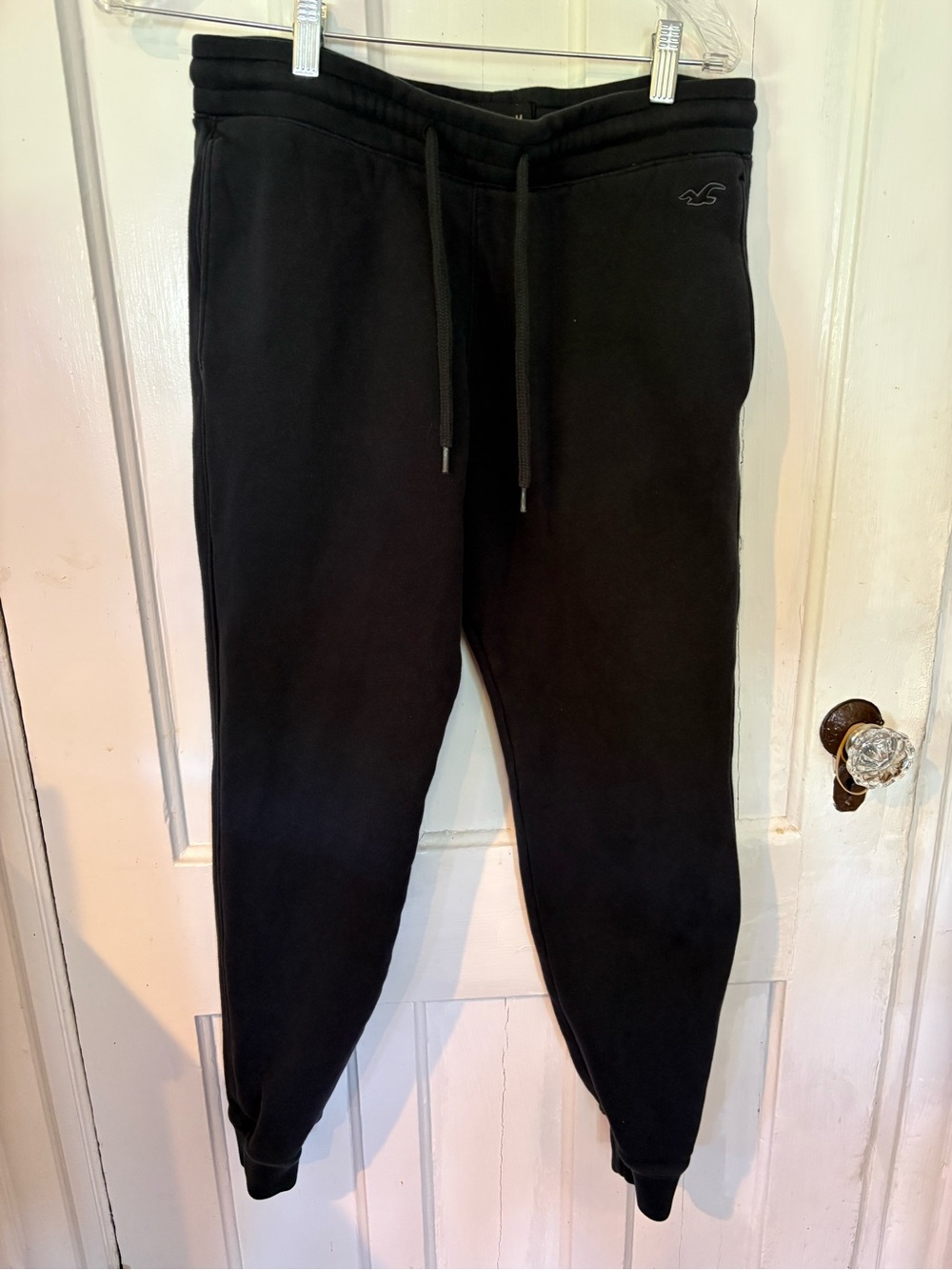 Hollister Black Men's Fleece Joggers with Drawstring Waist